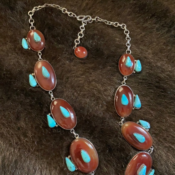 Vintage Carnelian turquoise necklace - Picture 3 of 6